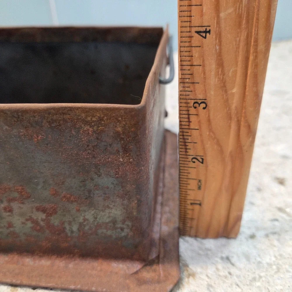 Vintage Industrial Metal Ingot Mold Rusty Steel Storage Bin Primitive Decor 8x5